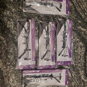 Reading Glasses - Pack of 5 w/Cases  +1.00 Linden by M+ NEW!